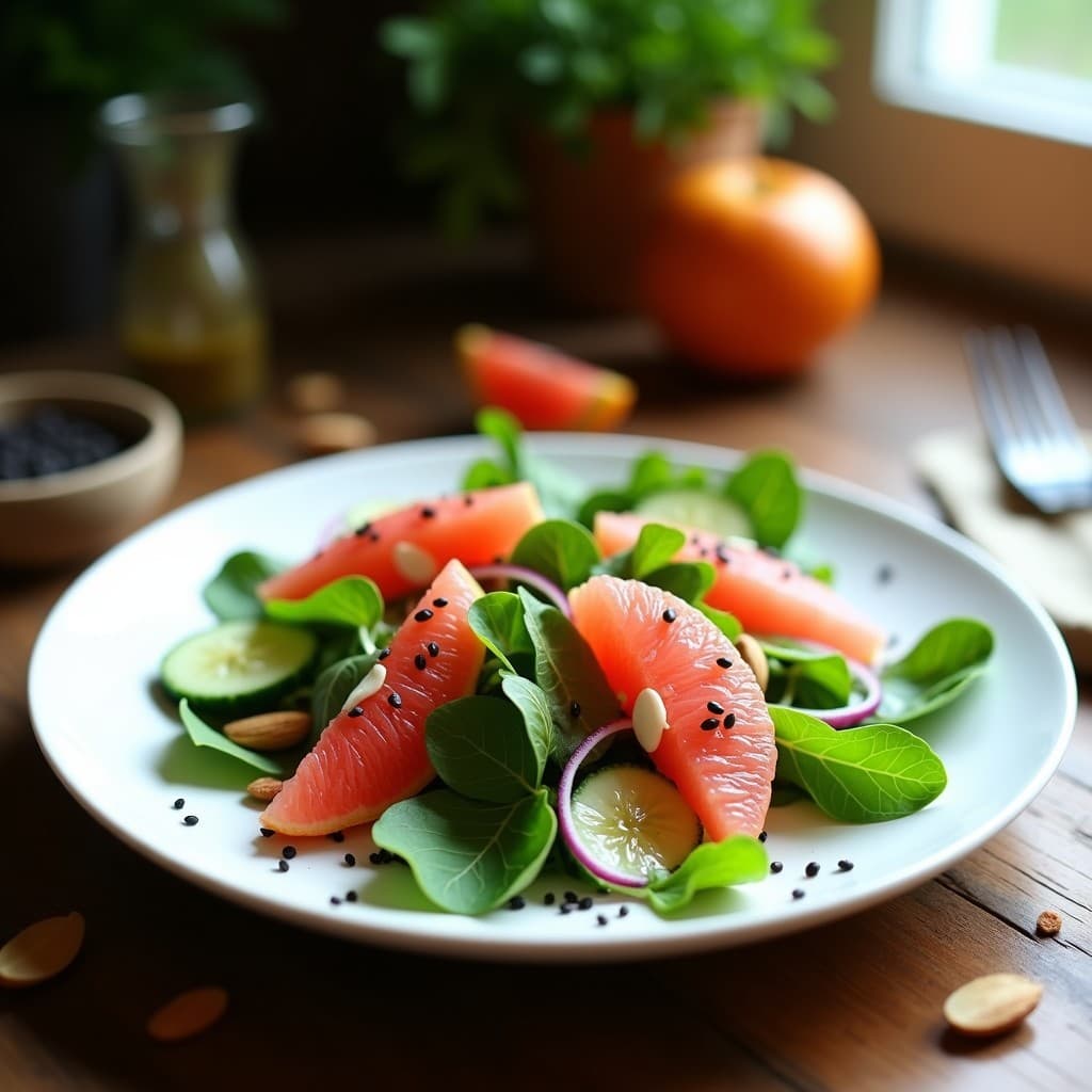 Ensalada de Watercress y Pomelo Rosa con Vinagreta de Jengibre: Receta Británica Detox en 10 Minutos