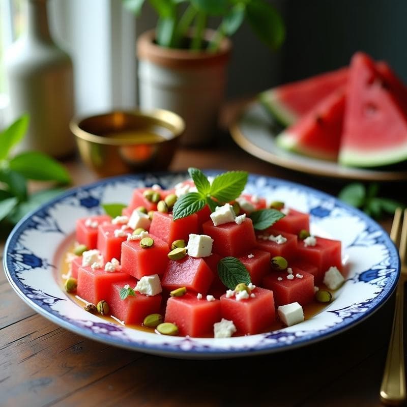 Ensalada de Watermelon y Feta con Vinagreta de Limón Negro: Receta Iraní Refrescante