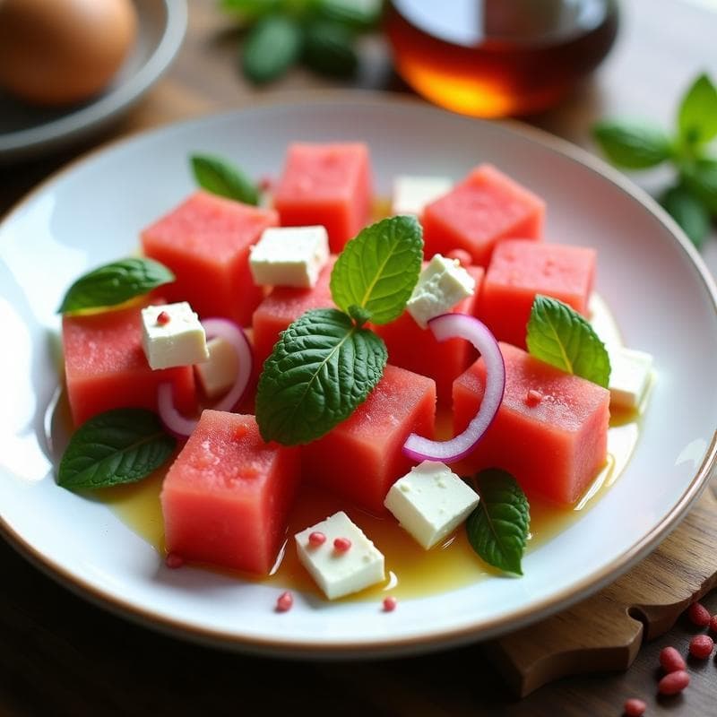 Ensalada de Watermelon, Feta y Hojas de Mentha: Receta Griega con Toque Ácido