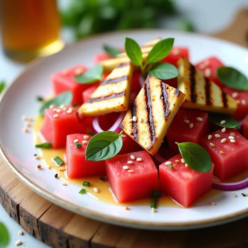 Ensalada de Watermelon con Queso Halloumi y Mentha: Receta Chipriota Fresca y Crujiente