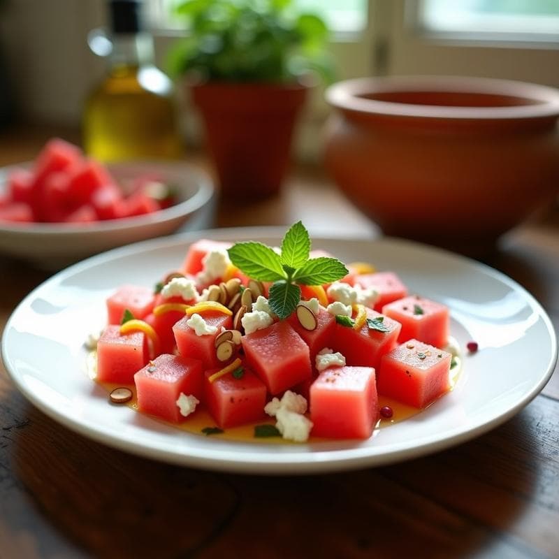 Ensalada de Watermelon, Queso Feta y Mentas: Receta Griega Refrescante en Verano