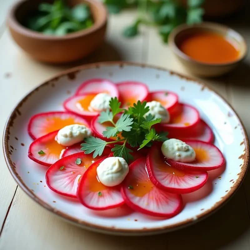 Ensalada de Watermelon Radish, Queso de Anacardos y Vinagreta de Tamarindo: Receta Vegana Cruda y Antioxidante
