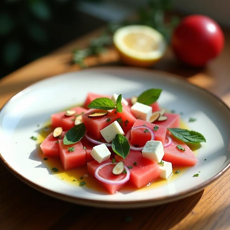 Ensalada de Watermelón Radish y Queso de Oveja: Receta Griega con Vinagreta de Aceite de Oliva y Orégano