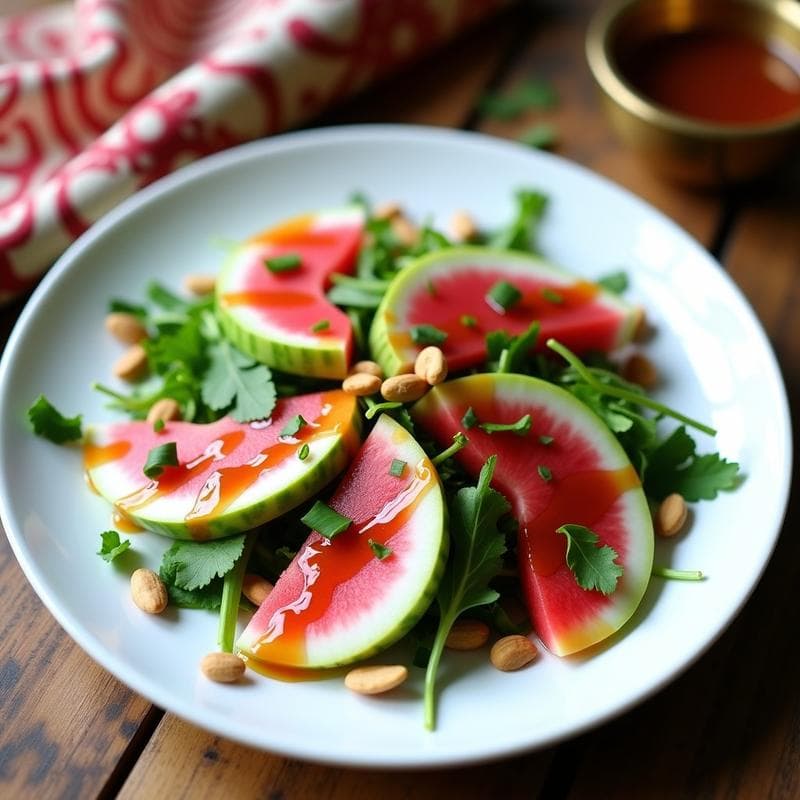 Ensalada de Watermelon Radish y Rúcula con Vinagreta de Tamarindo: Receta India Fresca y Detox