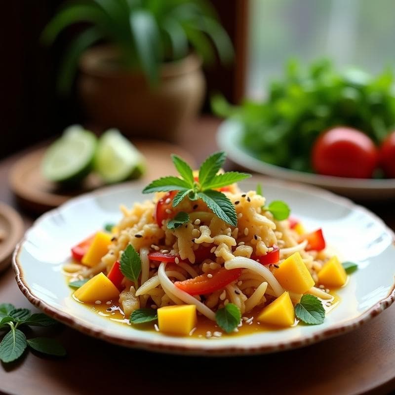 Ensalada de Yaca y Maracuyá con Vinagreta de Tamarindo: Receta Vegana Tropical