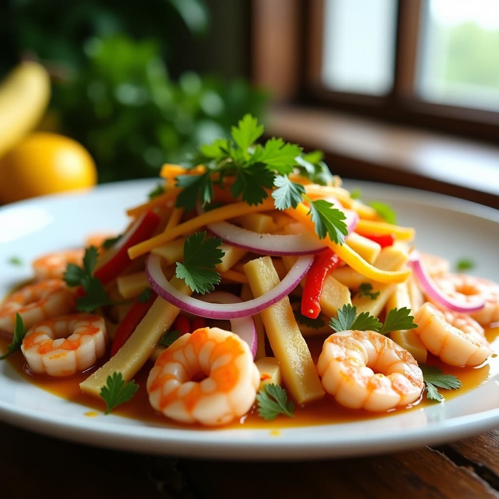Ensalada de Yuca y Camarones con Vinagreta de Cítricos: Receta Caribena en 15 Minutos