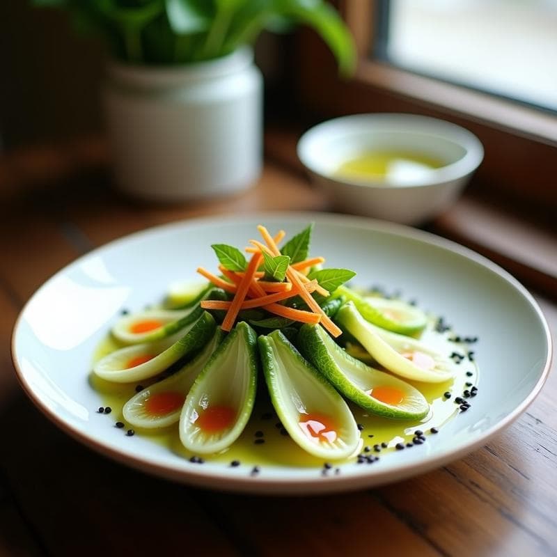 Ensalada de Yuzu y Endibias con Vinagreta de Wasabi: Receta Japonesa Crudivegana y Digestiva