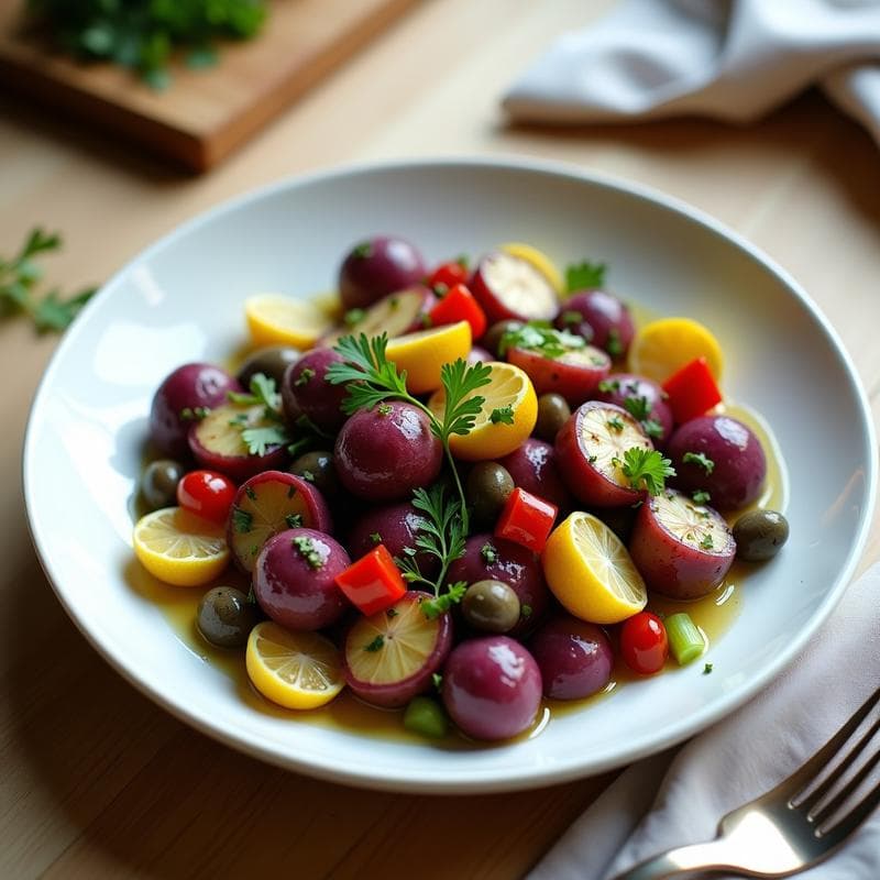 Ensaldang de Patata Morada y Aceitunas Kalamata: Receta Griega Vegana en 15 Minutos