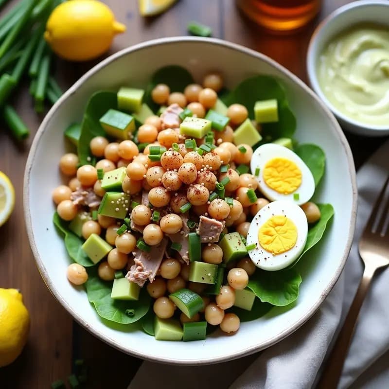 Ensaldilla de Garbanzos y Atún con Mayonesa de Aguacate: Receta Española Keto
