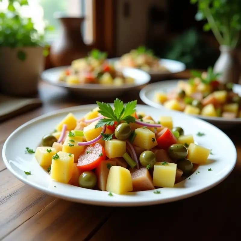 Ensaladilla de Patata con Ventresca y Aceitunas Aliñadas: Receta de Tapa Fría sin Lácteos