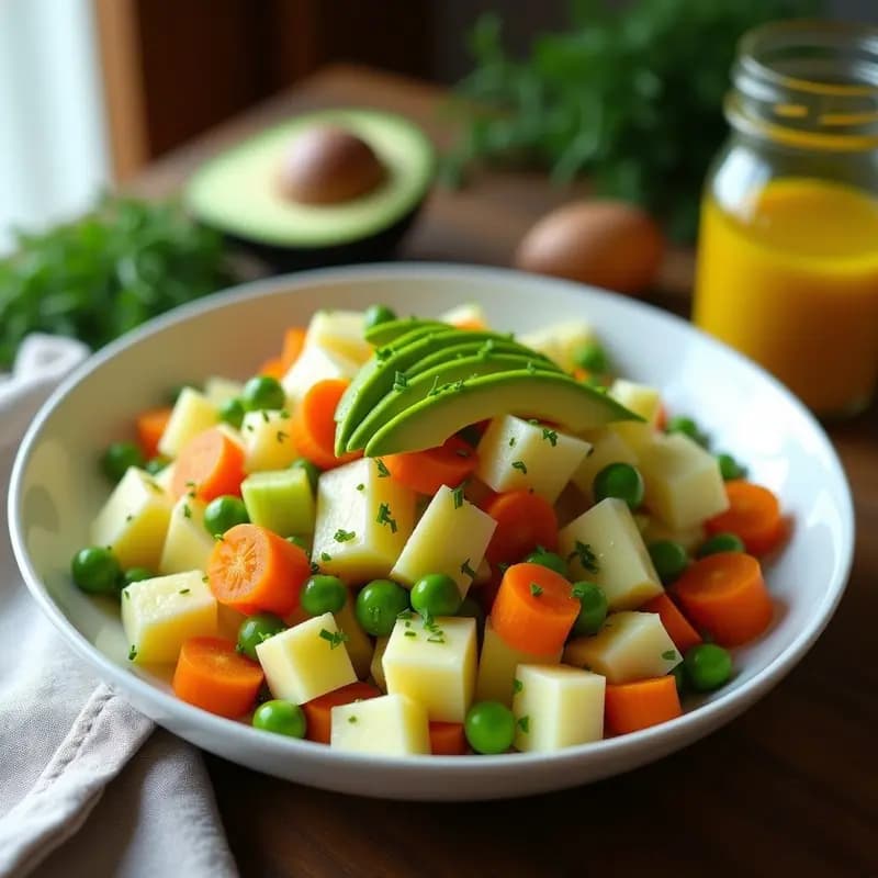 Ensaldilla Rusa con Aguacate y Vinagreta de Mostaza Dijon: Receta Fresca para Tupper
