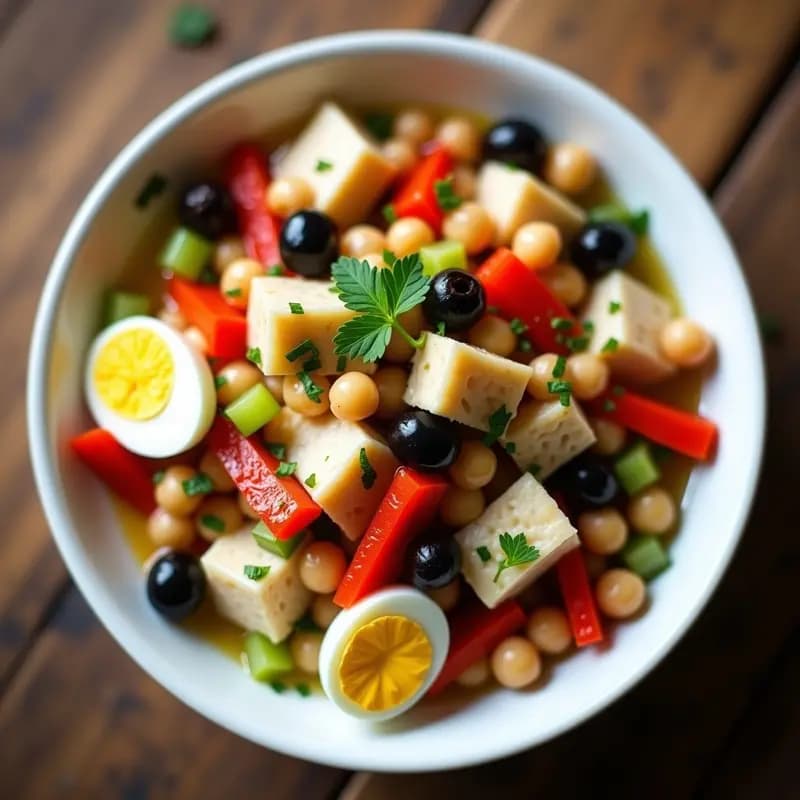 Ensaldilla de Garbanzos, Bacalao Desalado y Pimientos Asados: Receta Española en Conserva y Económica