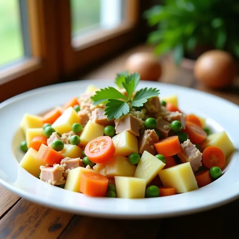 Ensaldilla Rusa con Atún y Mayonesa Casera: Receta Española para Verano