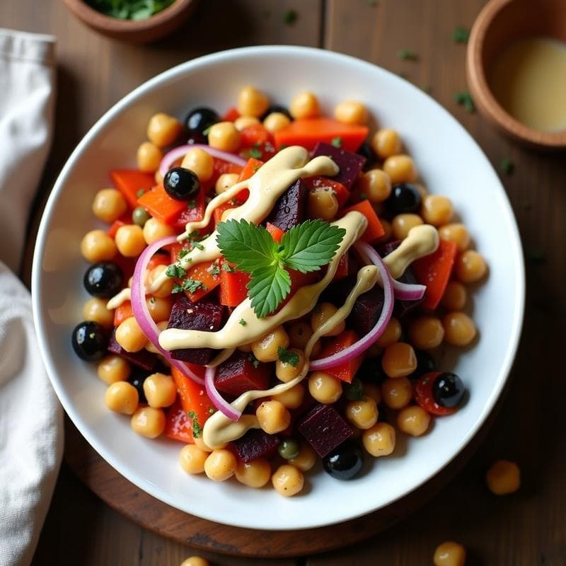 Ensaldilla Rusa de Garbanzos: Receta Vegana y Sin Lactosa con Alioli de Ajo Negro