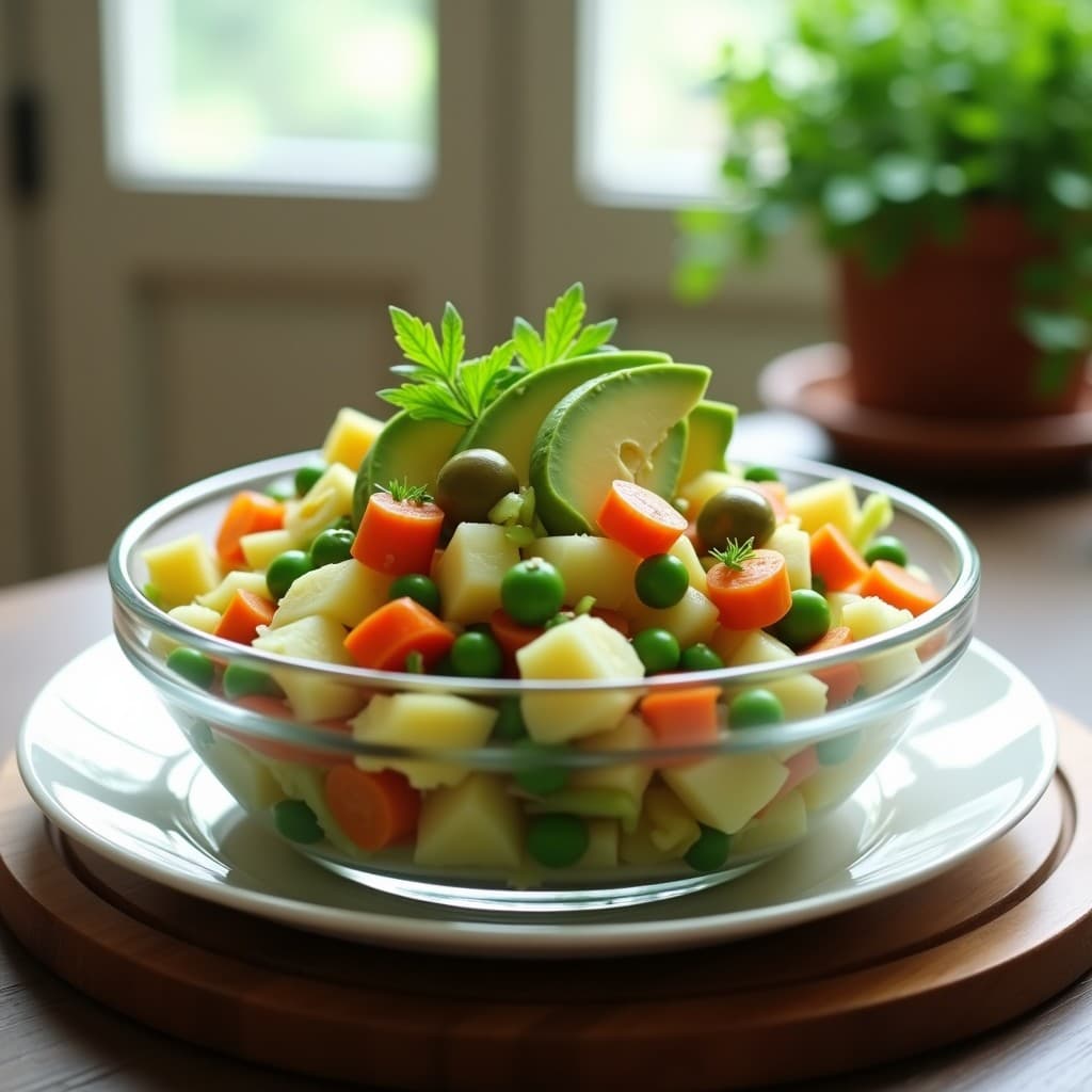 Ensaldilla Rusa con Mayonesa de Aguacate: Receta Sin Lactosa y Alta en Grasas Saludables