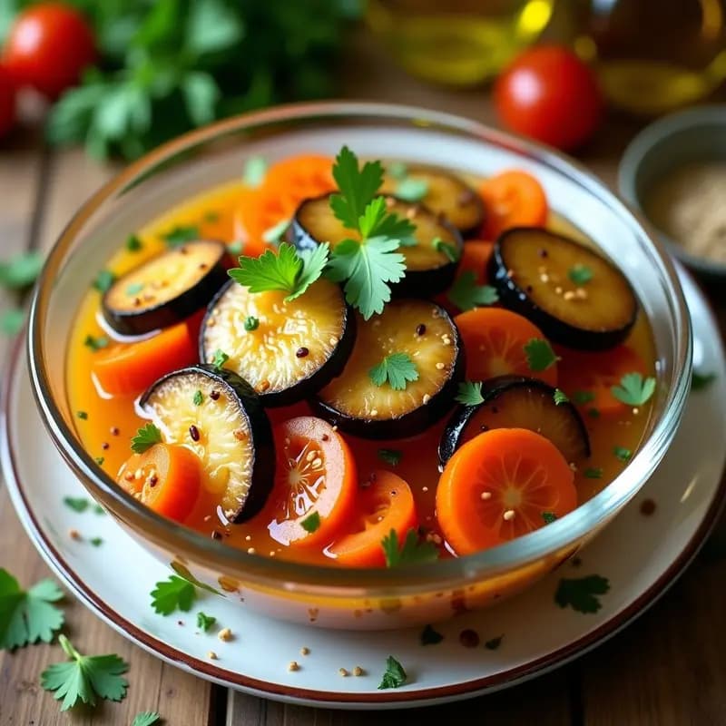 Escabeche de Berenjenas y Zanahorias con Vinagre de Manzana: Receta Mediterránea Vegana y Crunch