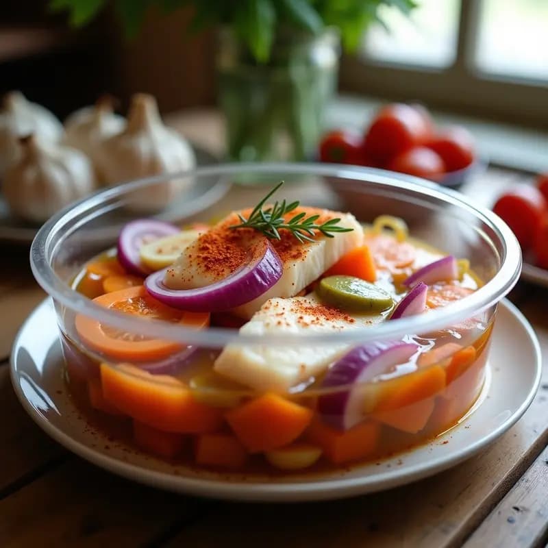 Escabeche de Pescado Blanco con Ajo y Pimentón: Receta Española para Tupper