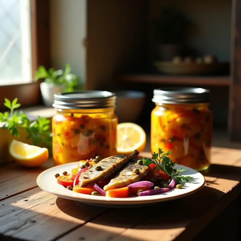 Escabeche de Sardinas con Vinagreta de Limón y Azafrán: Receta Mediterránea en Frascos para Tupper