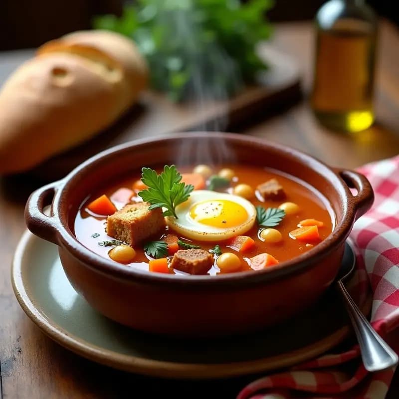 Escudilla Manchega: Sopa de Pan y Carne con Huerto en 30 Minutos