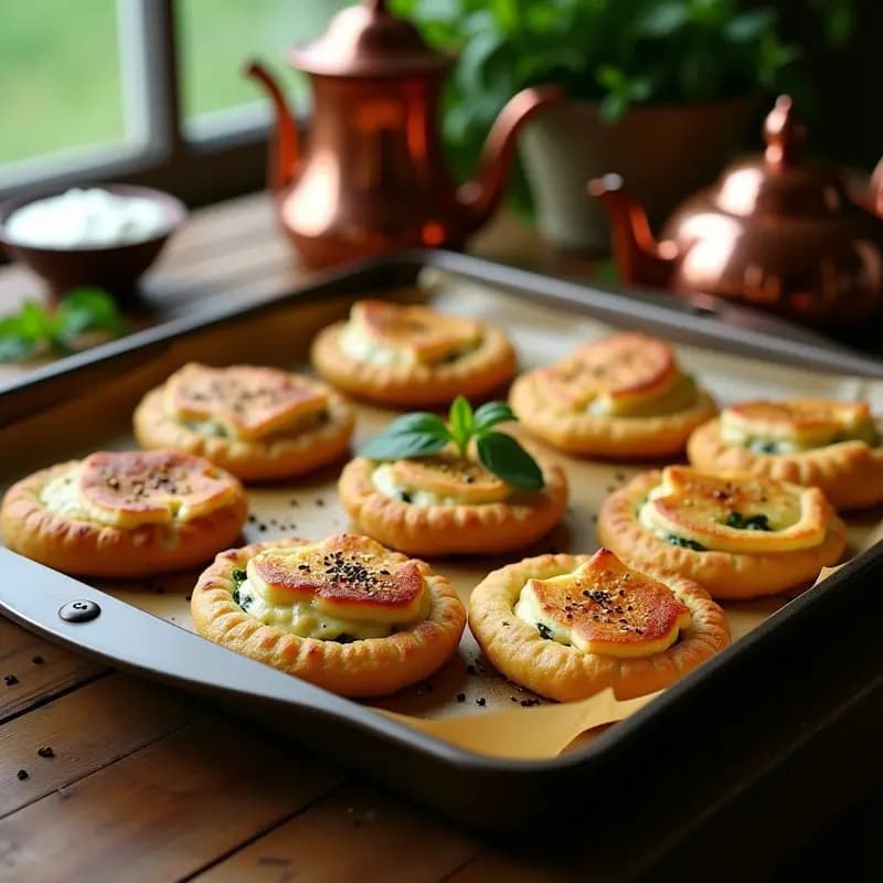 Esfihas de Espinaca y Queso Akkawi: Aperitivo Libanés con Masa de Semola