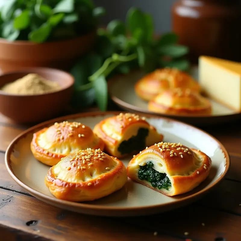 Esfihas de Espinacas y Queso Akkawi: Receta Libanesa en Hojaldre Casero Sin Gluten