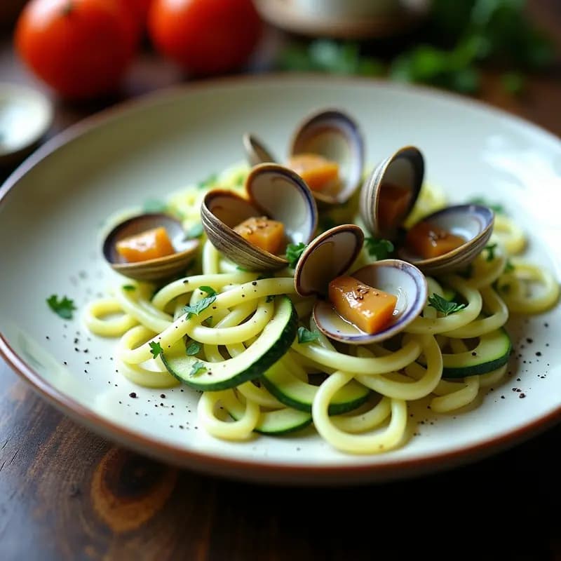 Espaguetis de Calabacín con Almejas y Ajo en Salsa Blanca: Receta Keto y Sin Lácteos