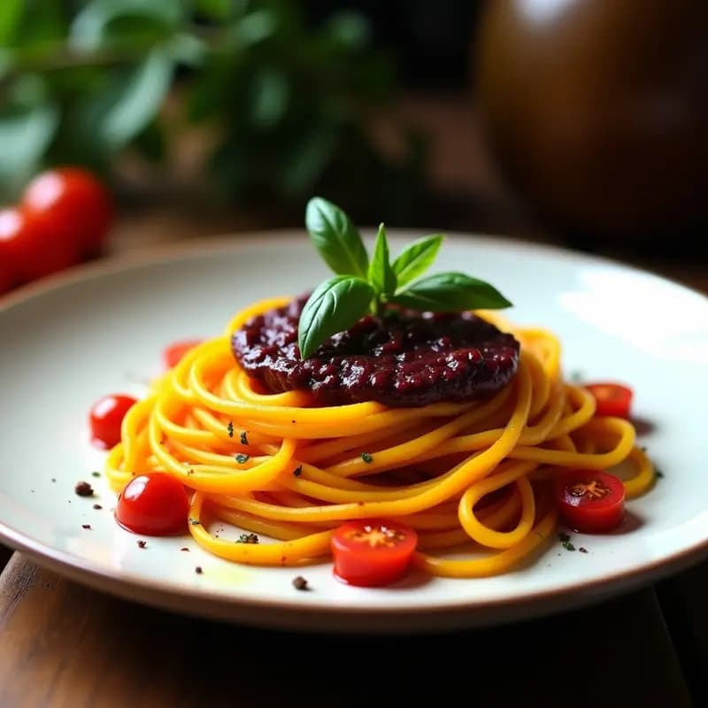 Espaguetis de Calabaza con Pesto de Albahaca Morada: Receta Italo-Brasileña Sin Gluten