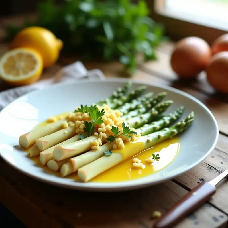 Espárragos Blancos con Vinagreta de Limón y Yema Dura: Receta Clásica de Primavera