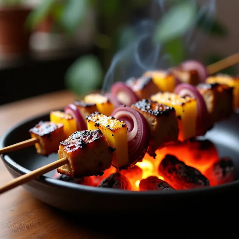 Espetada de Piña y Pollo Teriyaki: Brocheta Brasilera en Grill