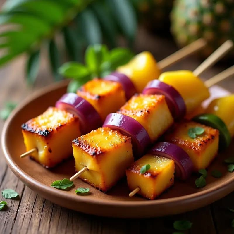 Espetada Brasilera de Piña y Tofu: Brochetas Veganas y Crujientes en Airfryer