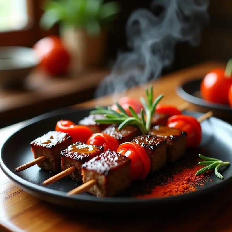 Espetadas de Ternera con Pimientos Piquillo: Receta Portuguesa en Airfryer con Toque Ahumado