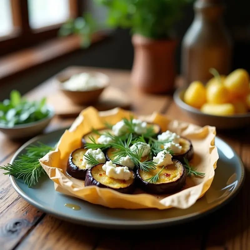 Espichka de Berenjena con Queso Feta: Aperitivo Georgiano en Papillote al Horno