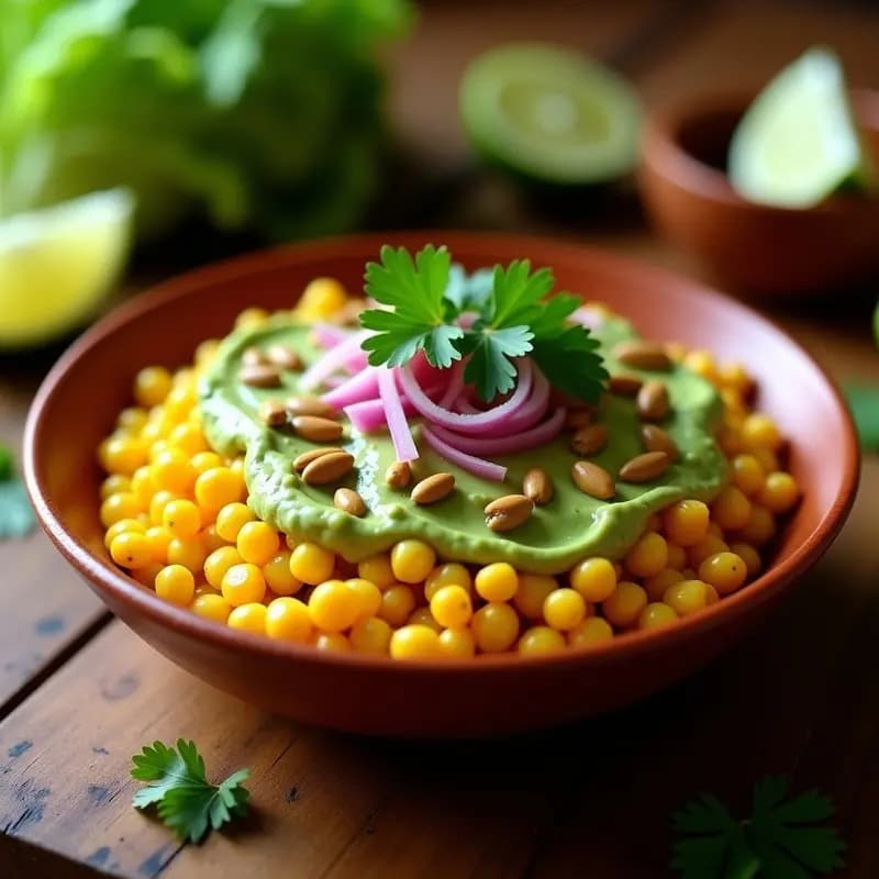 Esquites con Crema de Aguacate y Chile Chipotle: Receta Mexicana Vegana y Picante