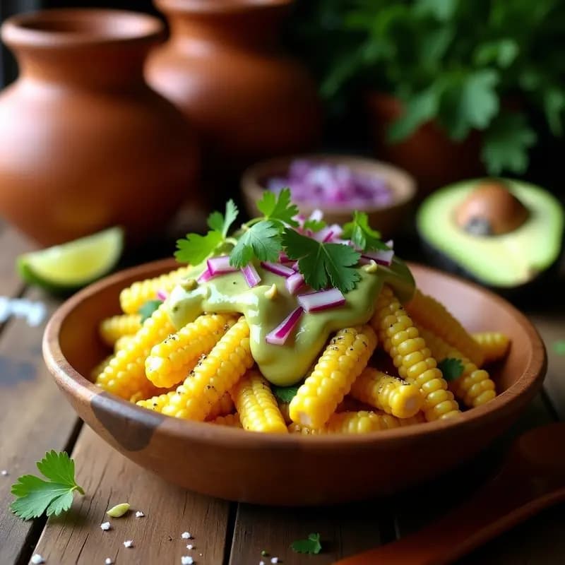 Esquites con Mayonesa de Aguacate y Chile de Árbol: Snack Mexicano Vegano