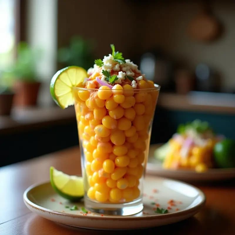 Esquites con Mayonesa de Chipotle y Queso Cotija: Aperitivo Mexicano en Vaso