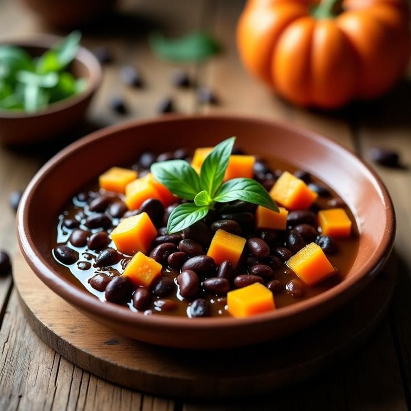 Estofado de alubias negras y calabaza kabocha: Receta peruana vegana en olla lenta
