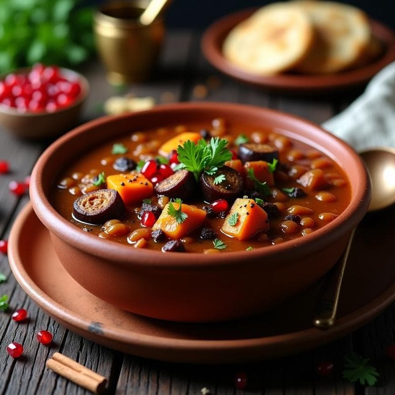 Estofado de Berenjena Ahumada y Lentejas Rojas: Receta Armenio-Vegana en Olla Lenta
