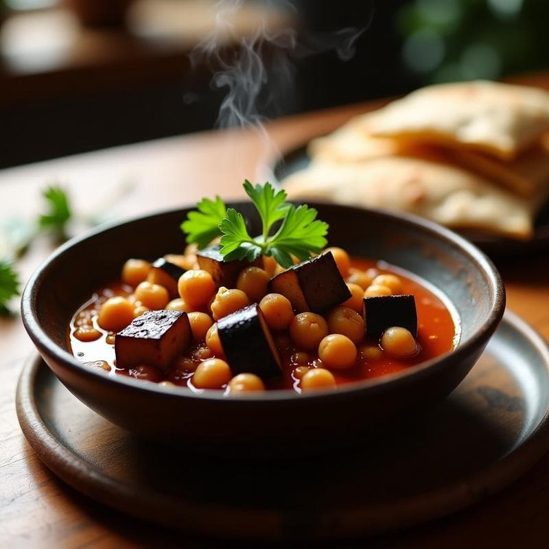 Estofado de Berenjena y Garbanzos con Especias Berebere: Receta Etíope Vegana