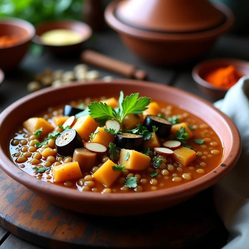 Estofado de Berenjena y Lentejas con Comino: Receta Marroquí en Olla Exprés