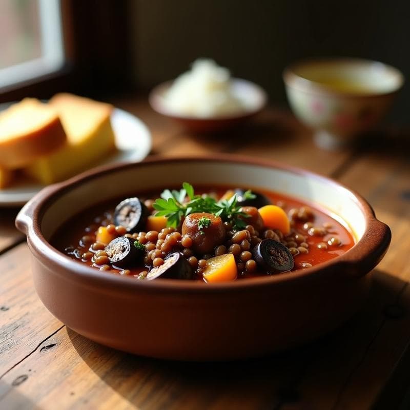 Estofado de Berenjena y Lentejas Pardiñas: Receta Gallega Vegana en Olla Lenta con Toque Ahumado