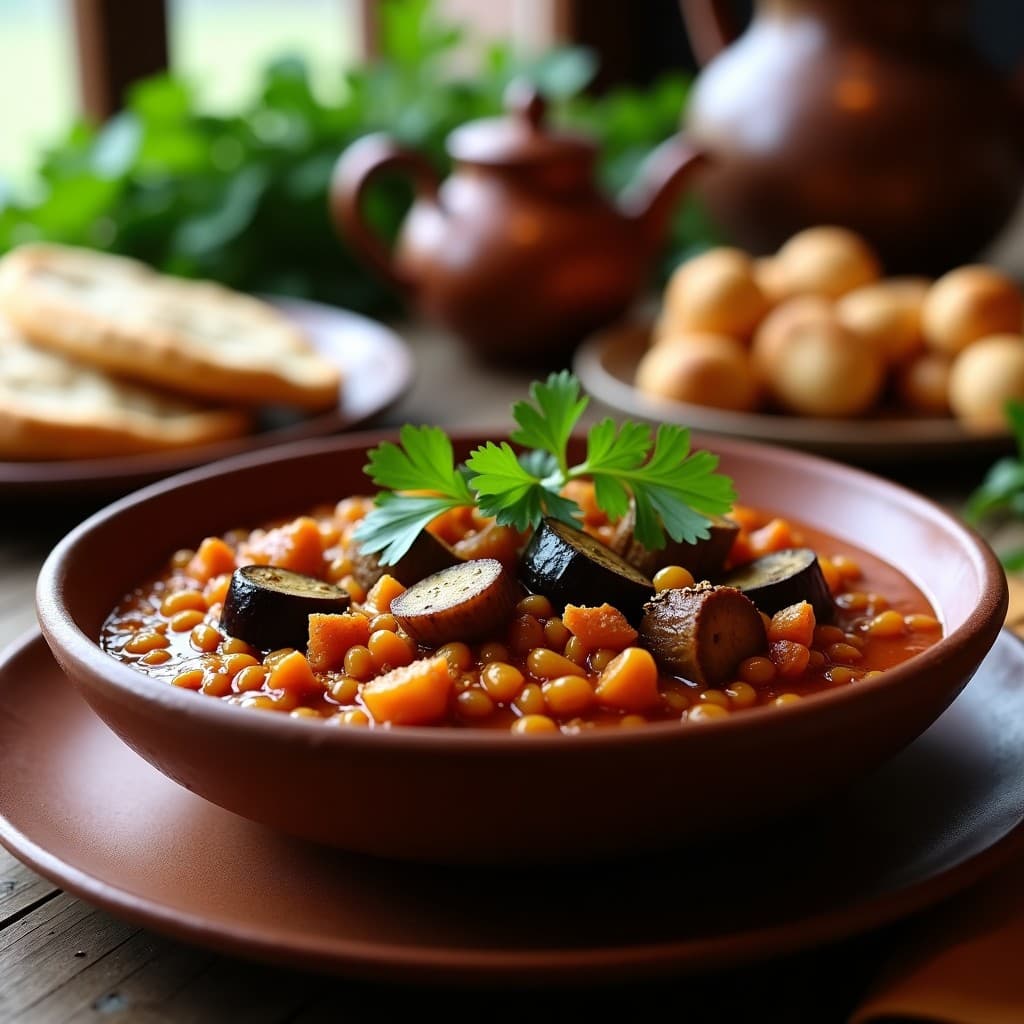 Estofado de Berenjena y Lentejas Rojas con Especias Bereberes: Receta Marroquí en Thermomix