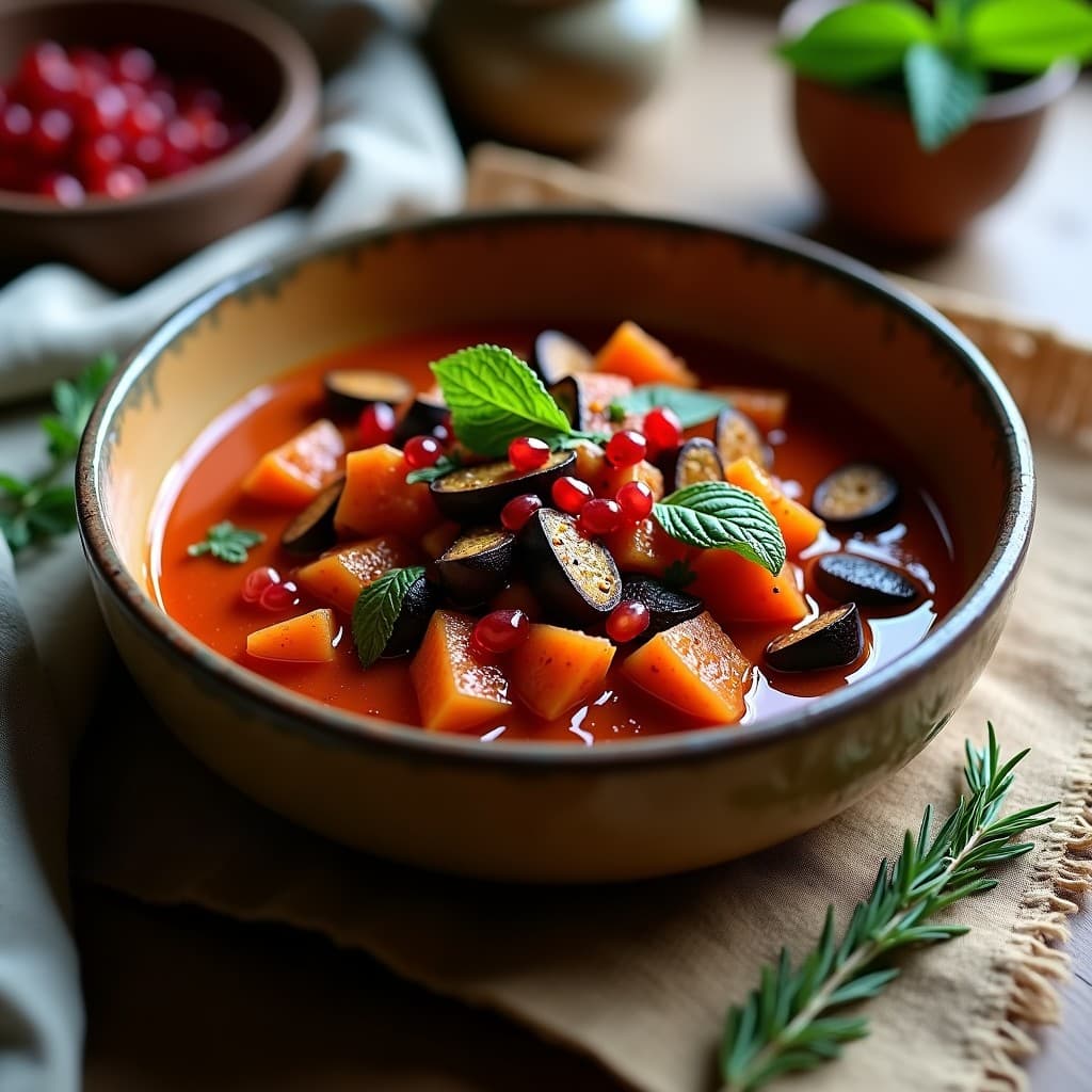 Estofado de Berenjena y Tomate con Especias de Zaatar: Receta en Olla Lenta Sirio-Libanesa