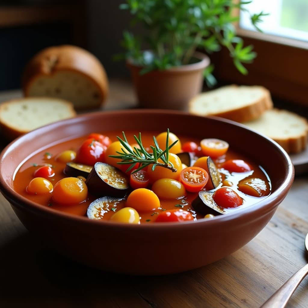 Estofado de Berenjenas y Tomates con Hierbas Provenzales: Receta Vegana en Olla Lenta