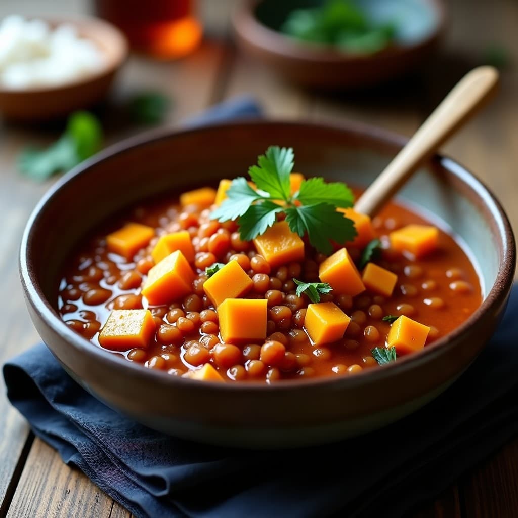 Estofado de Calabaza y Lentejas Rojas con Especias Berbere: Receta Etíope en Thermomix