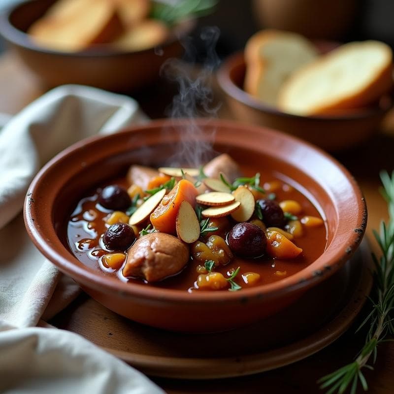 Estofado de Conejo con Ciruelas y Almendras: Receta Española Tradicional en Olla Lenta