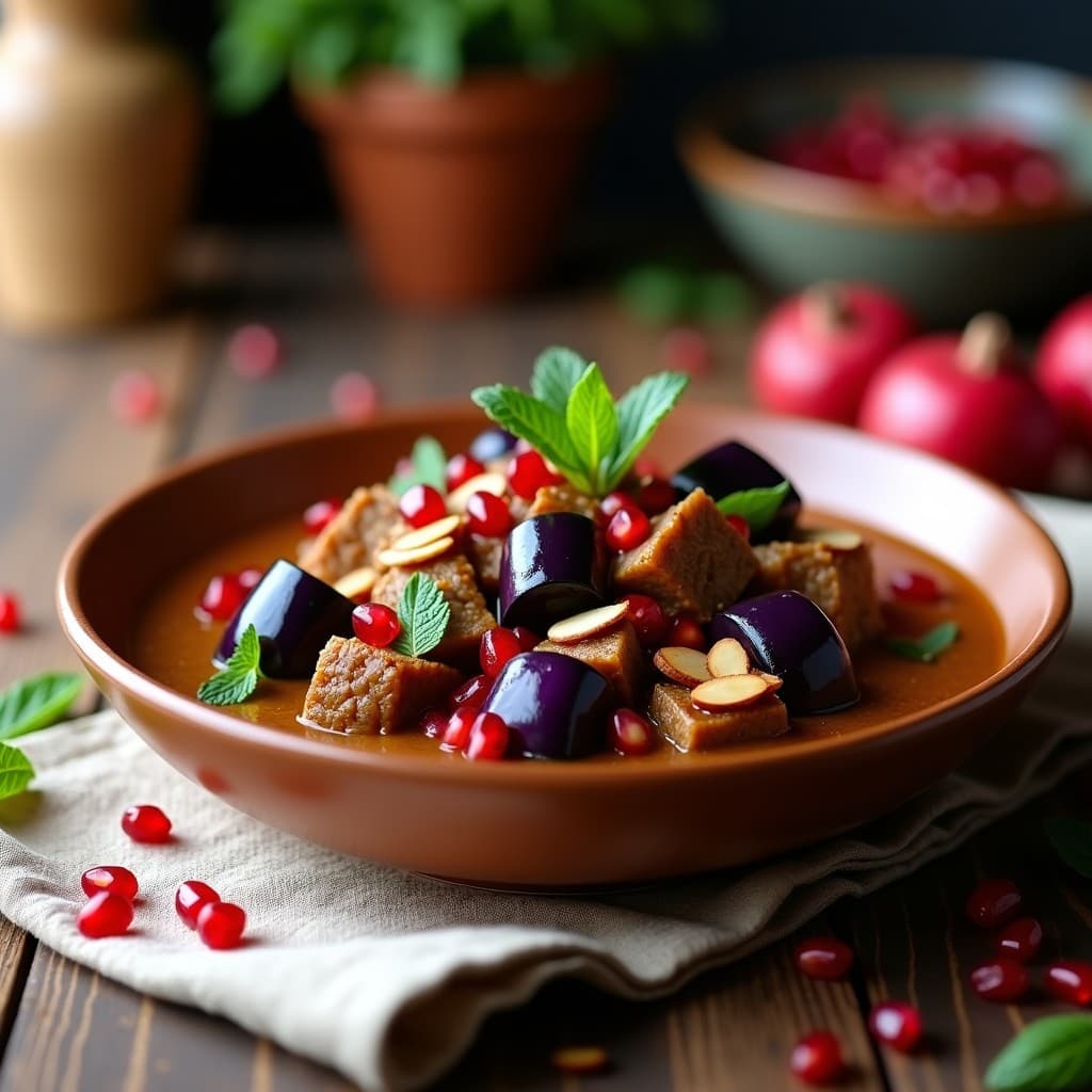 Estofado de Cordero con Berenjena y Granos de Granada: Receta Persa en Olla Express Tradicional