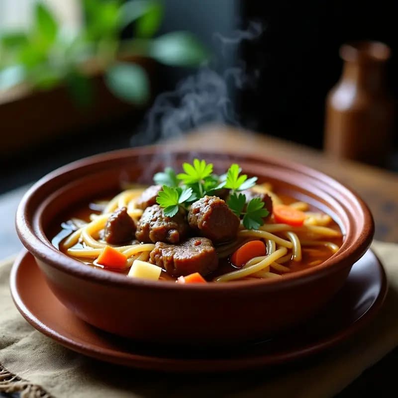Segoogerian Jiggs: Estofado de Cordero Mongol con Fideos y Verduras de Raíz