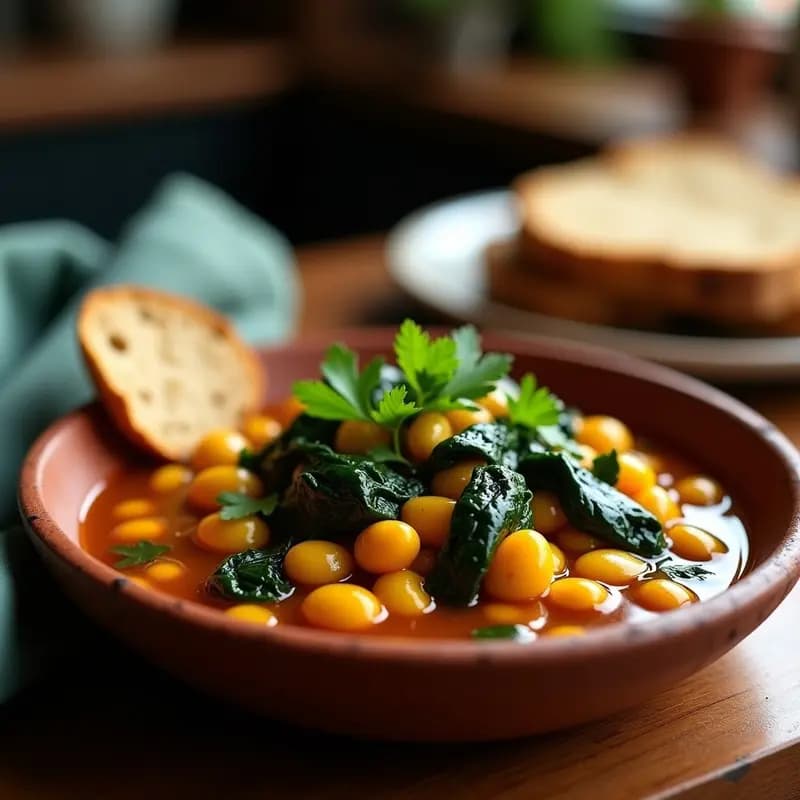 Estofado de Frijoles Mung y Espinacas con Especias Beréber: Receta Etíope en Olla Lenta