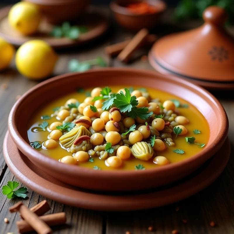 Estofado de Garbanzos y Alcachofas: Receta Marroquí con preservas de Limón en Olla Lenta