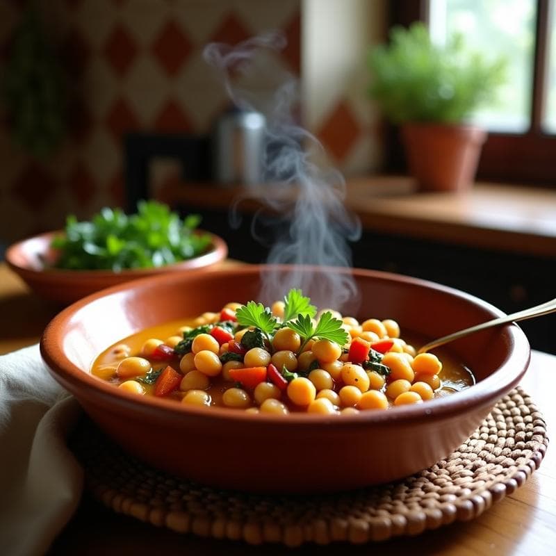 Estofado de Garbanzos y Algas Kombu: Receta Española en Olla Lenta con Toque Marino